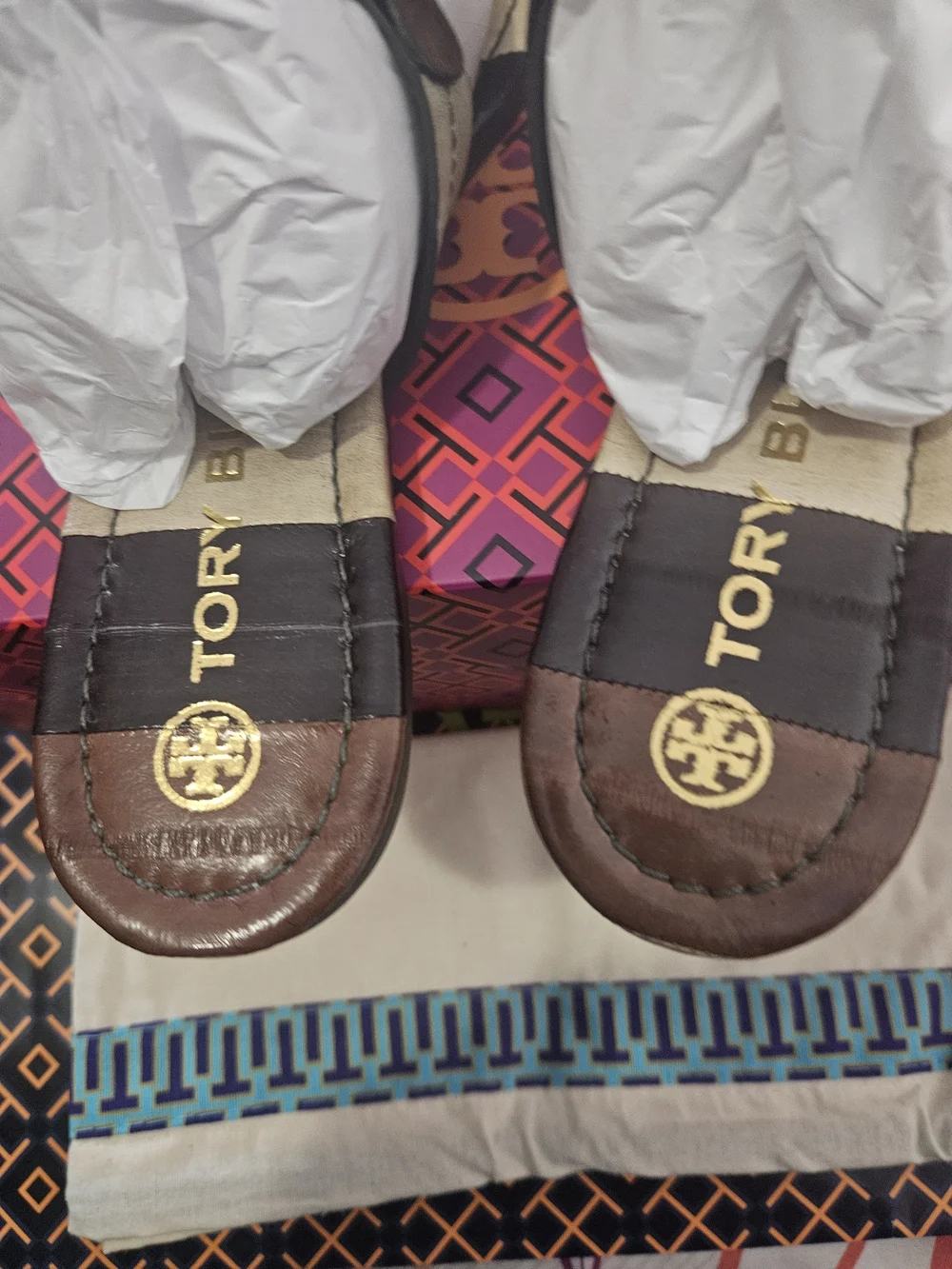 Tory Burch Miller Eel Leather Sadals in Neutral Shade Eel Size 8 - Picture 6 of 8